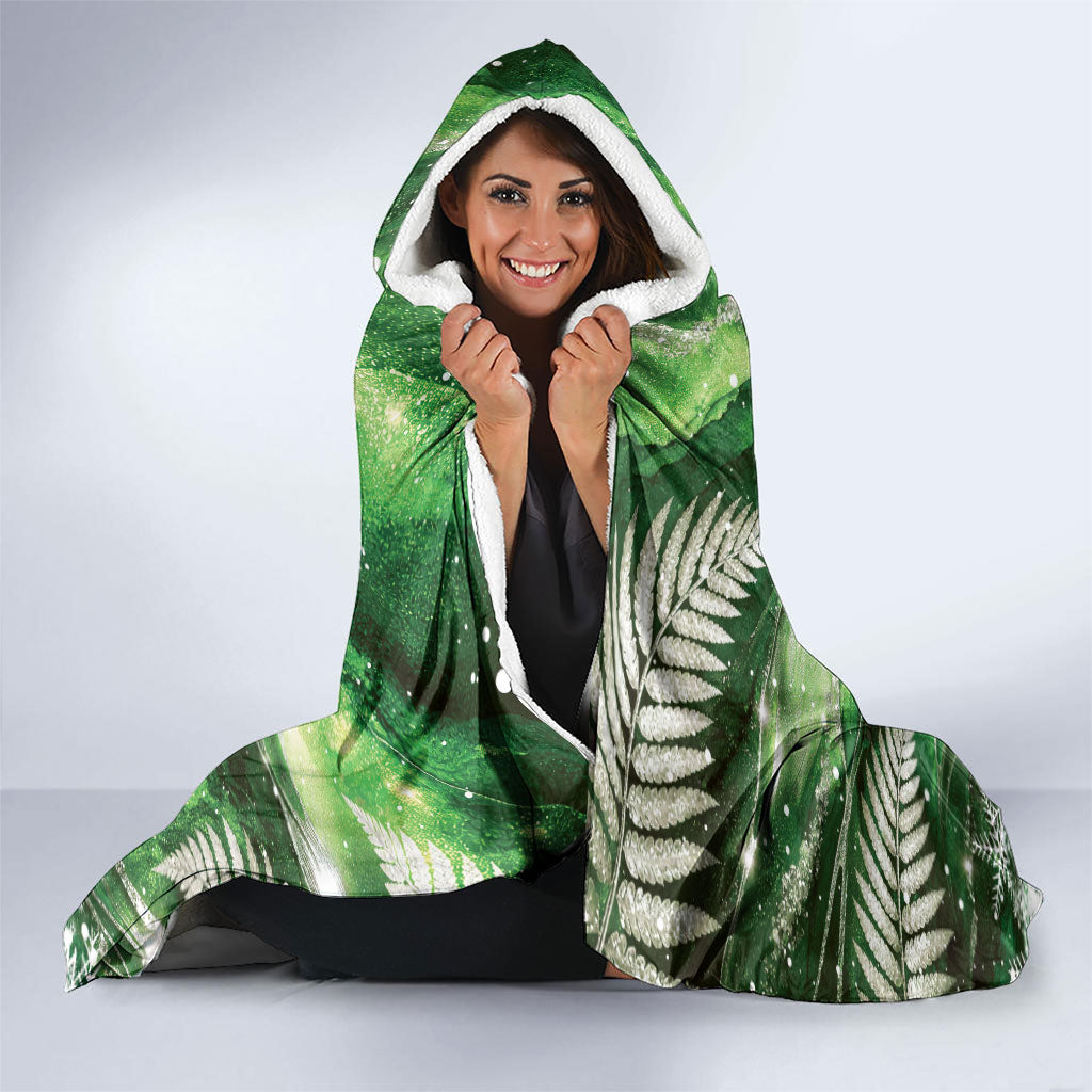 Piwakawaka New Zealand Christmas In July Hooded Blanket NZ Aroha Koru Fern Marble Vibes LT14 - Polynesian Pride