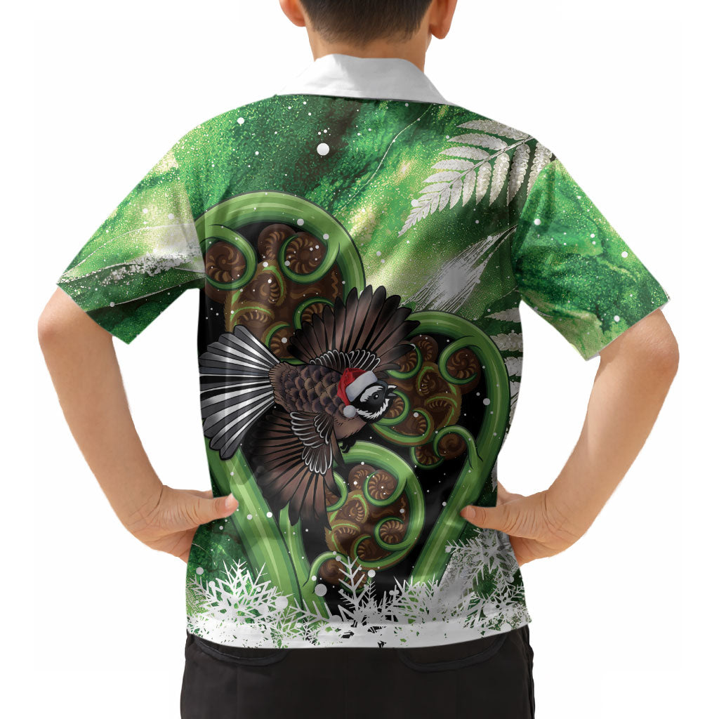 Piwakawaka New Zealand Christmas In July Kid Hawaiian Shirt NZ Aroha Koru Fern Marble Vibes LT14 - Polynesian Pride