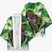 Piwakawaka New Zealand Christmas In July Kimono NZ Aroha Koru Fern Marble Vibes LT14 - Polynesian Pride