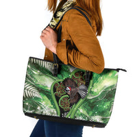 Piwakawaka New Zealand Christmas In July Leather Tote Bag NZ Aroha Koru Fern Marble Vibes LT14 Green - Polynesian Pride