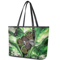 Piwakawaka New Zealand Christmas In July Leather Tote Bag NZ Aroha Koru Fern Marble Vibes LT14 - Polynesian Pride