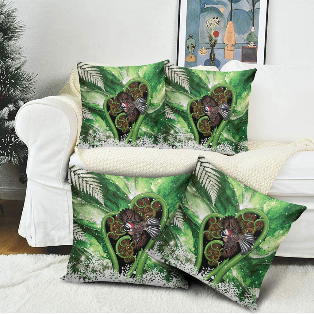 Piwakawaka New Zealand Christmas In July Pillow Cover NZ Aroha Koru Fern Marble Vibes LT14 - Polynesian Pride