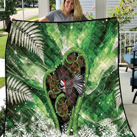 Piwakawaka New Zealand Christmas In July Quilt NZ Aroha Koru Fern Marble Vibes LT14 Green - Polynesian Pride