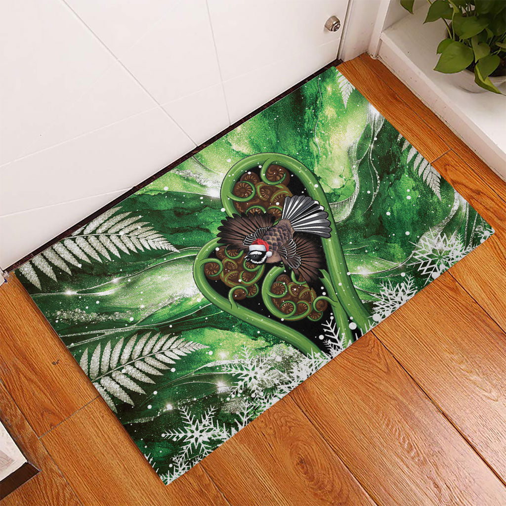 Piwakawaka New Zealand Christmas In July Rubber Doormat NZ Aroha Koru Fern Marble Vibes LT14 - Polynesian Pride
