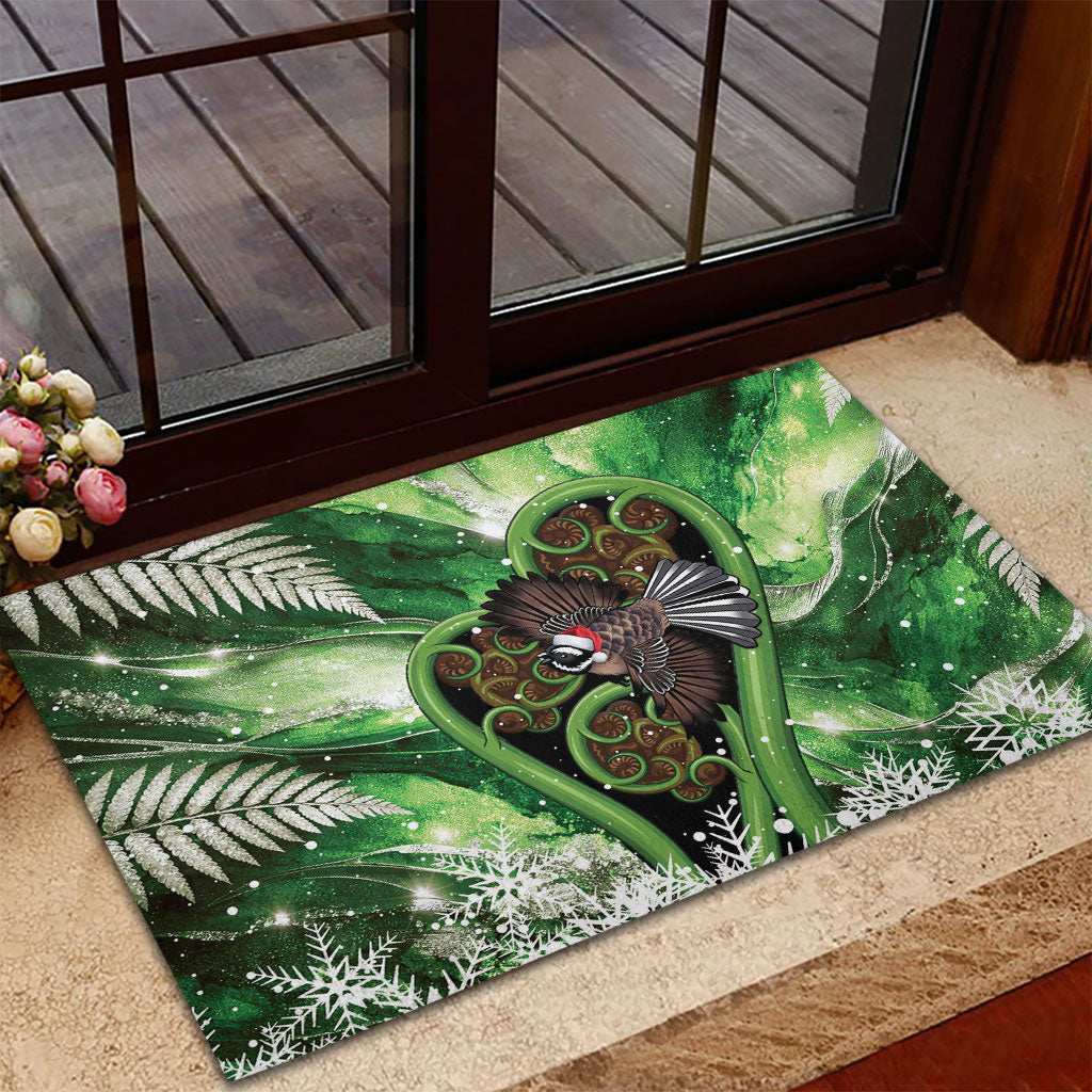 Piwakawaka New Zealand Christmas In July Rubber Doormat NZ Aroha Koru Fern Marble Vibes LT14 - Polynesian Pride