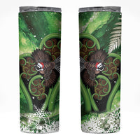 Piwakawaka New Zealand Christmas In July Skinny Tumbler NZ Aroha Koru Fern Marble Vibes LT14 Green - Polynesian Pride
