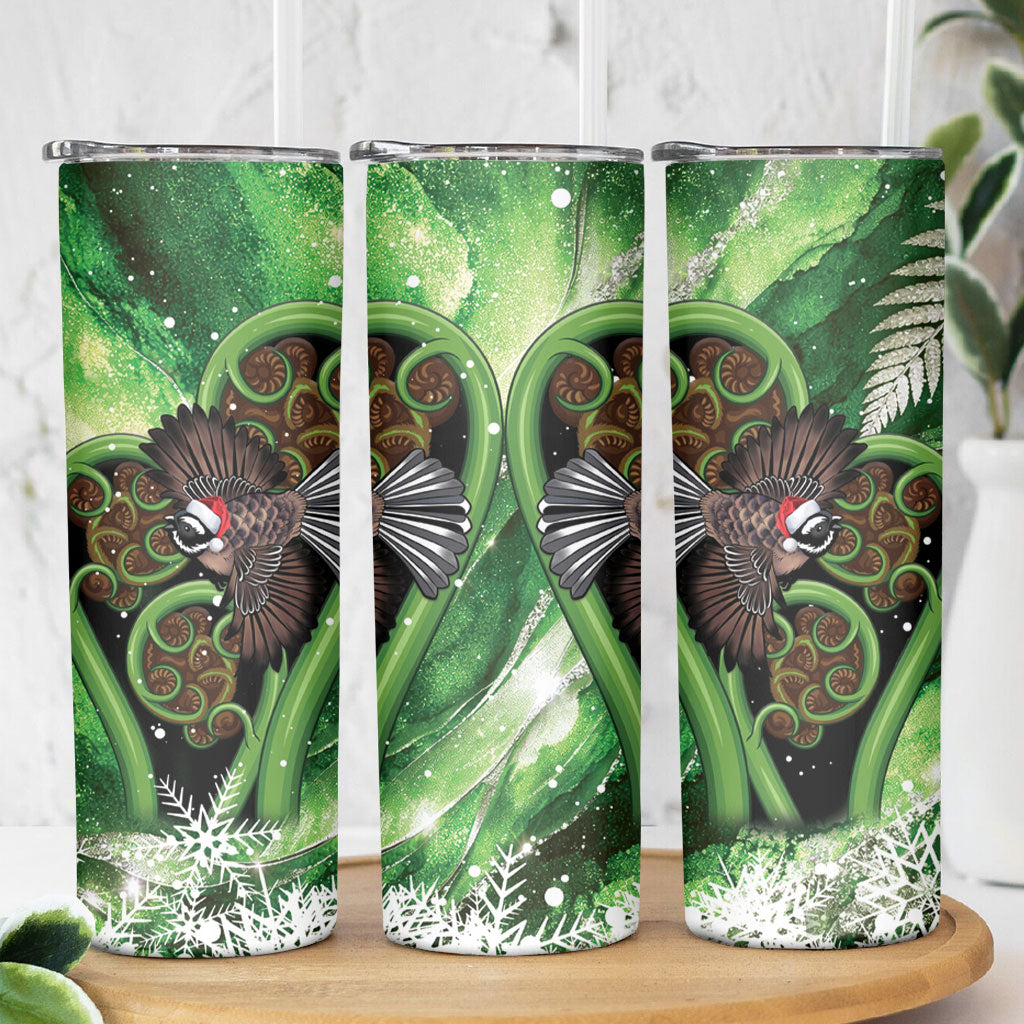 Piwakawaka New Zealand Christmas In July Skinny Tumbler NZ Aroha Koru Fern Marble Vibes LT14 - Polynesian Pride