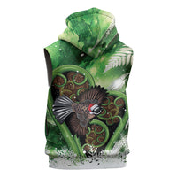 Piwakawaka New Zealand Christmas In July Sleeveless Hoodie NZ Aroha Koru Fern Marble Vibes LT14 - Polynesian Pride