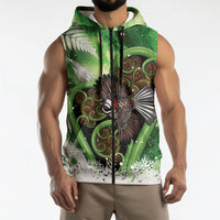 Piwakawaka New Zealand Christmas In July Sleeveless Zip Hoodie NZ Aroha Koru Fern Marble Vibes LT14 - Polynesian Pride