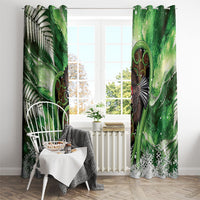 Piwakawaka New Zealand Christmas In July Window Curtain NZ Aroha Koru Fern Marble Vibes LT14 - Polynesian Pride