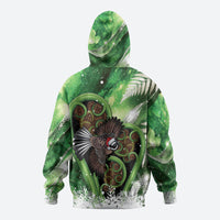 Piwakawaka New Zealand Christmas In July Zip Hoodie NZ Aroha Koru Fern Marble Vibes LT14 - Polynesian Pride