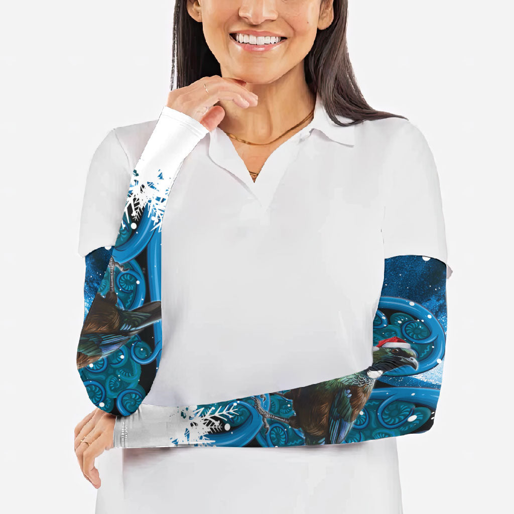 Tui Bird New Zealand Christmas In July Arm Sleeves NZ Aroha Koru Fern Marble Vibes LT14 - Polynesian Pride