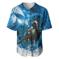 Tui Bird New Zealand Christmas In July Baseball Jersey NZ Aroha Koru Fern Marble Vibes LT14 Blue - Polynesian Pride