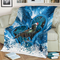 Tui Bird New Zealand Christmas In July Blanket NZ Aroha Koru Fern Marble Vibes