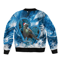 Tui Bird New Zealand Christmas In July Bomber Jacket NZ Aroha Koru Fern Marble Vibes