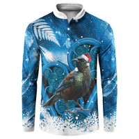 Tui Bird New Zealand Christmas In July Button Sweatshirt NZ Aroha Koru Fern Marble Vibes