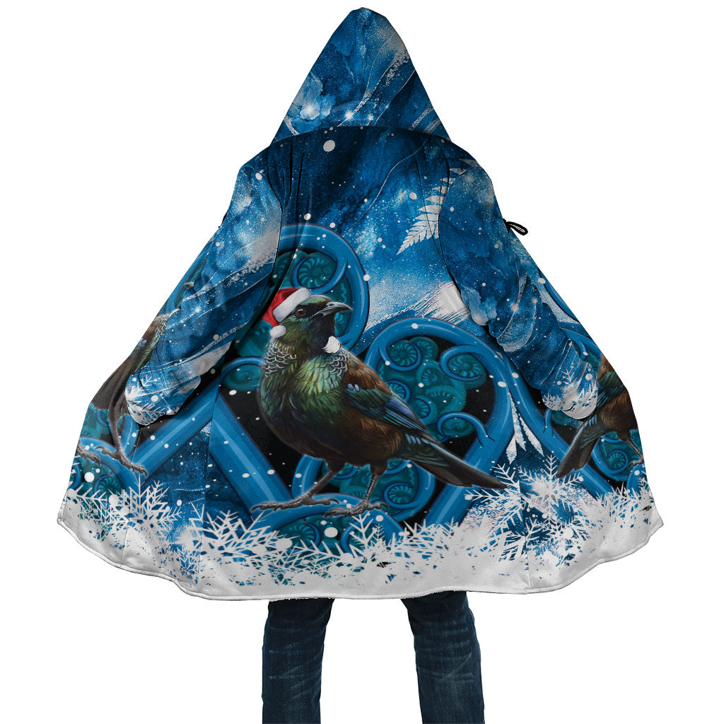 Tui Bird New Zealand Christmas In July Cloak NZ Aroha Koru Fern Marble Vibes LT14 Unisex Blue - Polynesian Pride