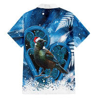 Tui Bird New Zealand Christmas In July Family Matching Off The Shoulder Long Sleeve Dress and Hawaiian Shirt NZ Aroha Koru Fern Marble Vibes LT14 - Polynesian Pride