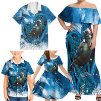 Tui Bird New Zealand Christmas In July Family Matching Off Shoulder Maxi Dress and Hawaiian Shirt NZ Aroha Koru Fern Marble Vibes LT14 - Polynesian Pride