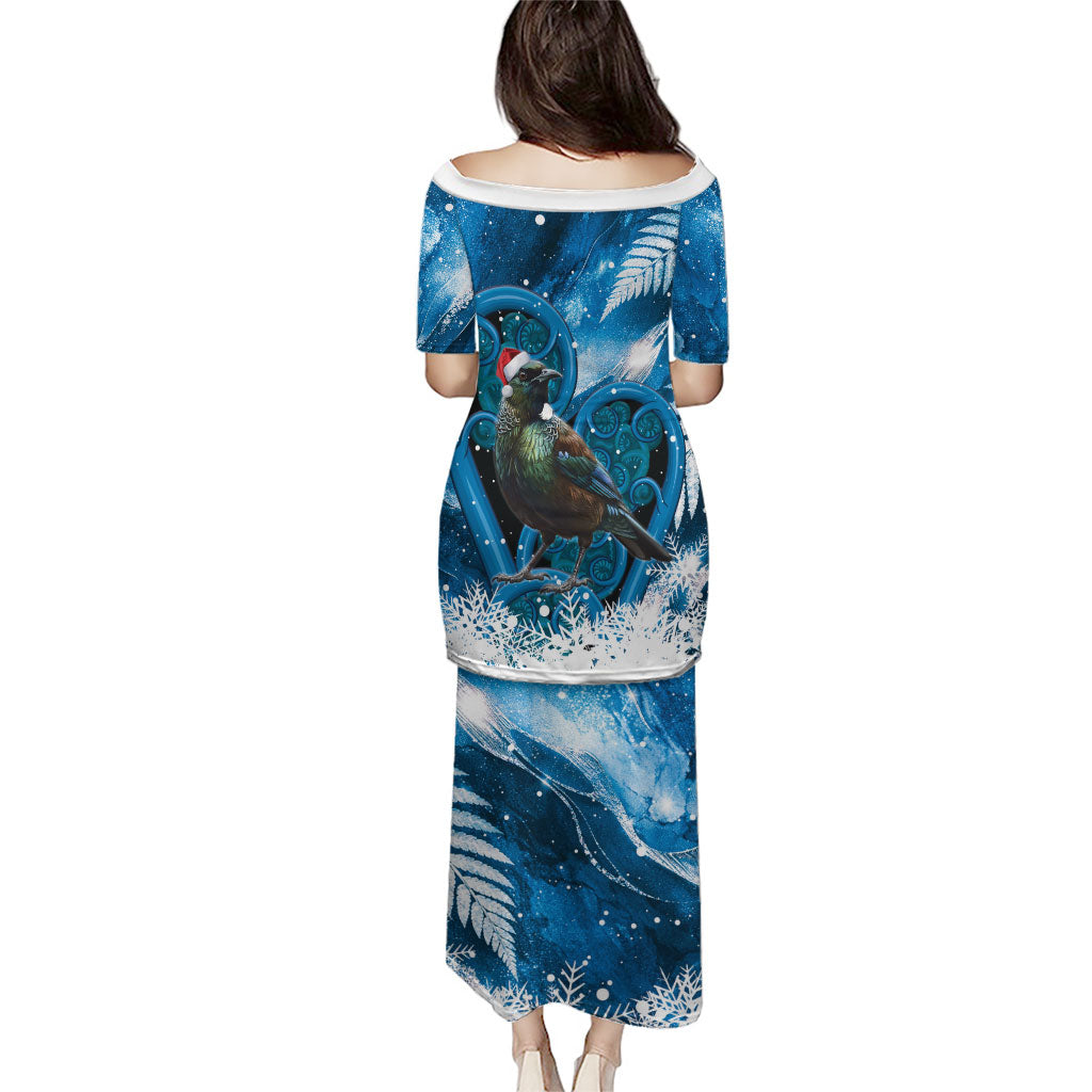 Tui Bird New Zealand Christmas In July Family Matching Puletasi and Hawaiian Shirt NZ Aroha Koru Fern Marble Vibes LT14 - Polynesian Pride