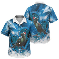 Tui Bird New Zealand Christmas In July Family Matching Summer Maxi Dress and Hawaiian Shirt NZ Aroha Koru Fern Marble Vibes LT14 Son's Shirt Blue - Polynesian Pride