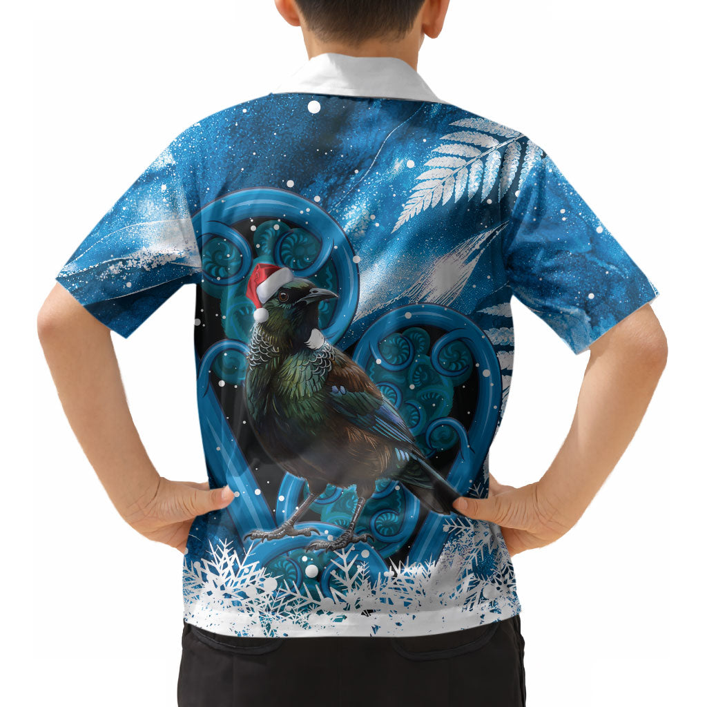 Tui Bird New Zealand Christmas In July Kid Hawaiian Shirt NZ Aroha Koru Fern Marble Vibes LT14 - Polynesian Pride