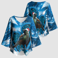 Tui Bird New Zealand Christmas In July Kimono Sleeve Blouse NZ Aroha Koru Fern Marble Vibes LT14 - Polynesian Pride