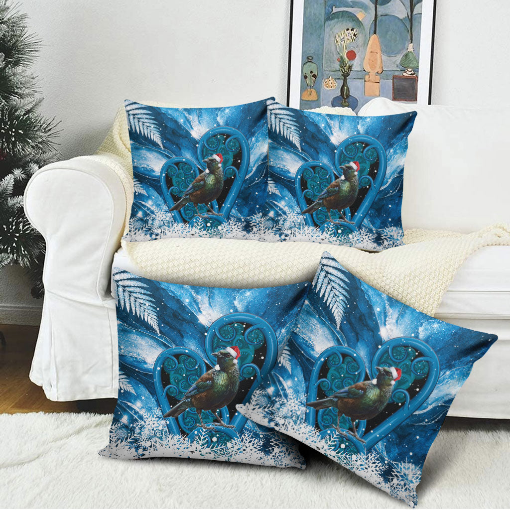 Tui Bird New Zealand Christmas In July Pillow Cover NZ Aroha Koru Fern Marble Vibes LT14 - Polynesian Pride
