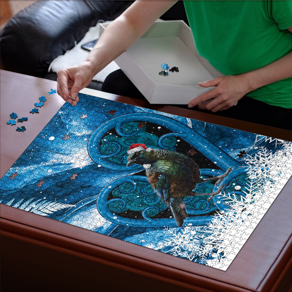 Tui Bird New Zealand Christmas In July Puzzle NZ Aroha Koru Fern Marble Vibes