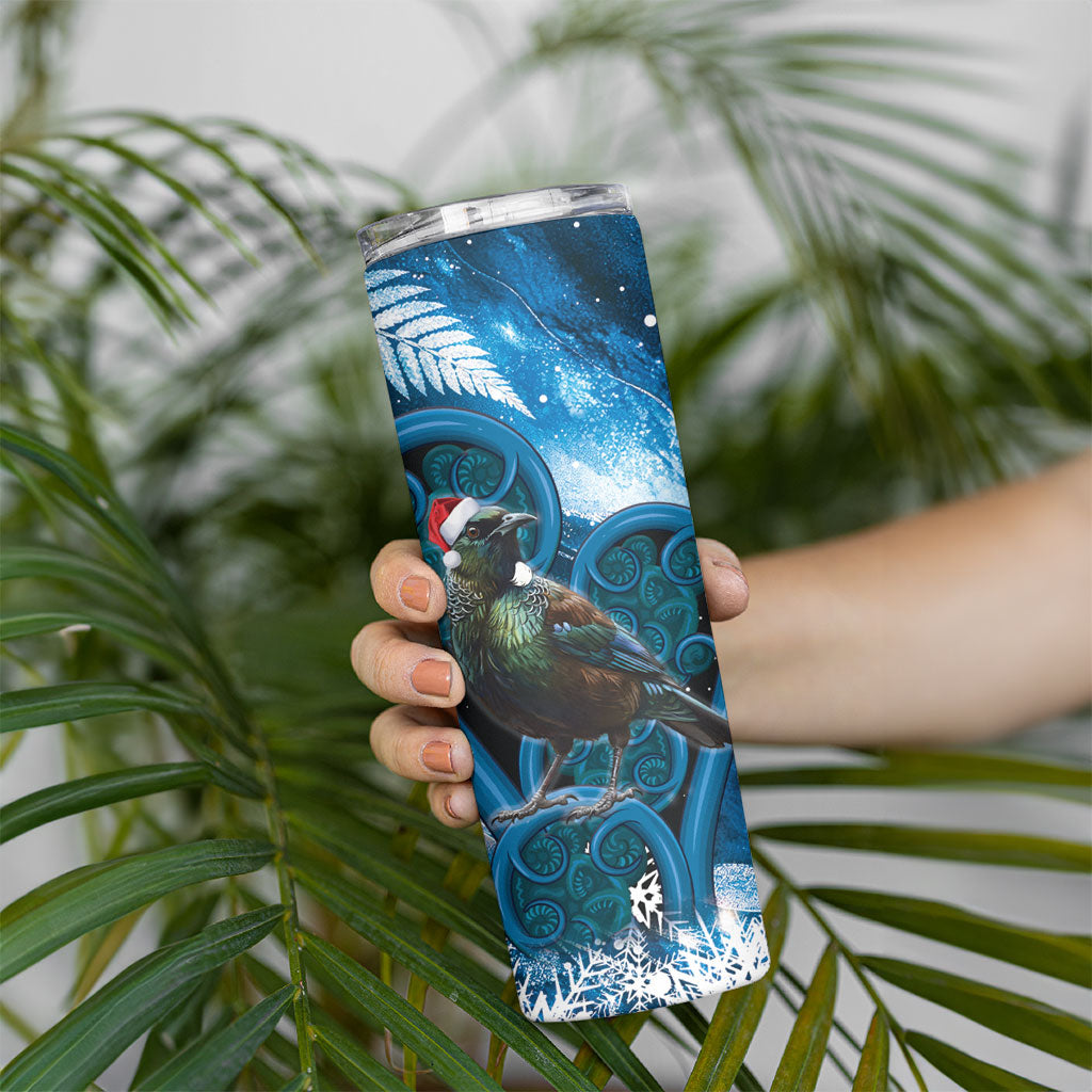 Tui Bird New Zealand Christmas In July Skinny Tumbler NZ Aroha Koru Fern Marble Vibes LT14 - Polynesian Pride