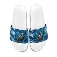 Tui Bird New Zealand Christmas In July Slide Sandals NZ Aroha Koru Fern Marble Vibes LT14 Blue - Polynesian Pride
