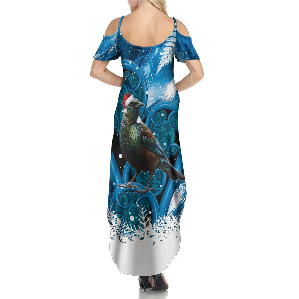 Tui Bird New Zealand Christmas In July Summer Maxi Dress NZ Aroha Koru Fern Marble Vibes LT14 - Polynesian Pride