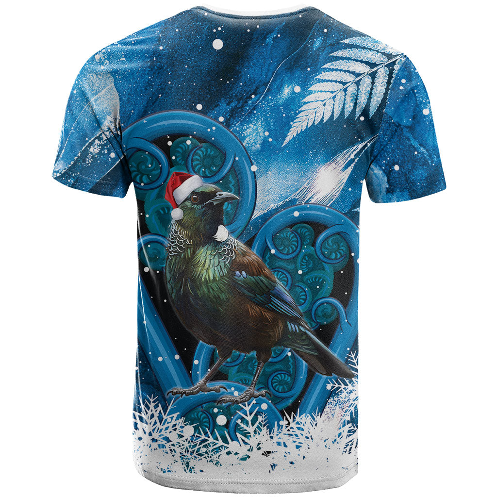 Tui Bird New Zealand Christmas In July T Shirt NZ Aroha Koru Fern Marble Vibes LT14 - Polynesian Pride
