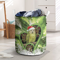 Kakapo New Zealand Christmas In July Laundry Basket NZ Aroha Koru Fern Marble Vibes