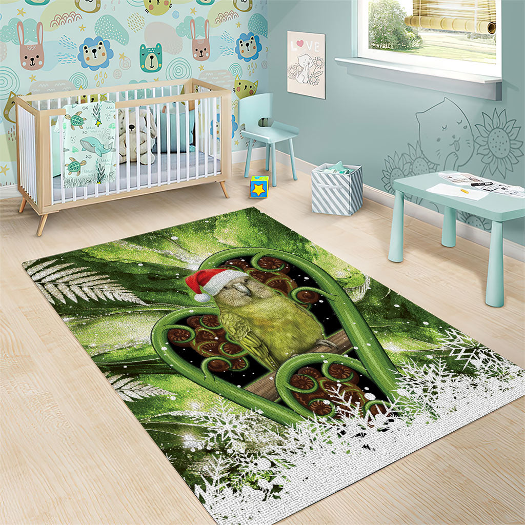 Kakapo New Zealand Christmas In July Area Rug NZ Aroha Koru Fern Marble Vibes