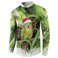 Kakapo New Zealand Christmas In July Button Sweatshirt NZ Aroha Koru Fern Marble Vibes