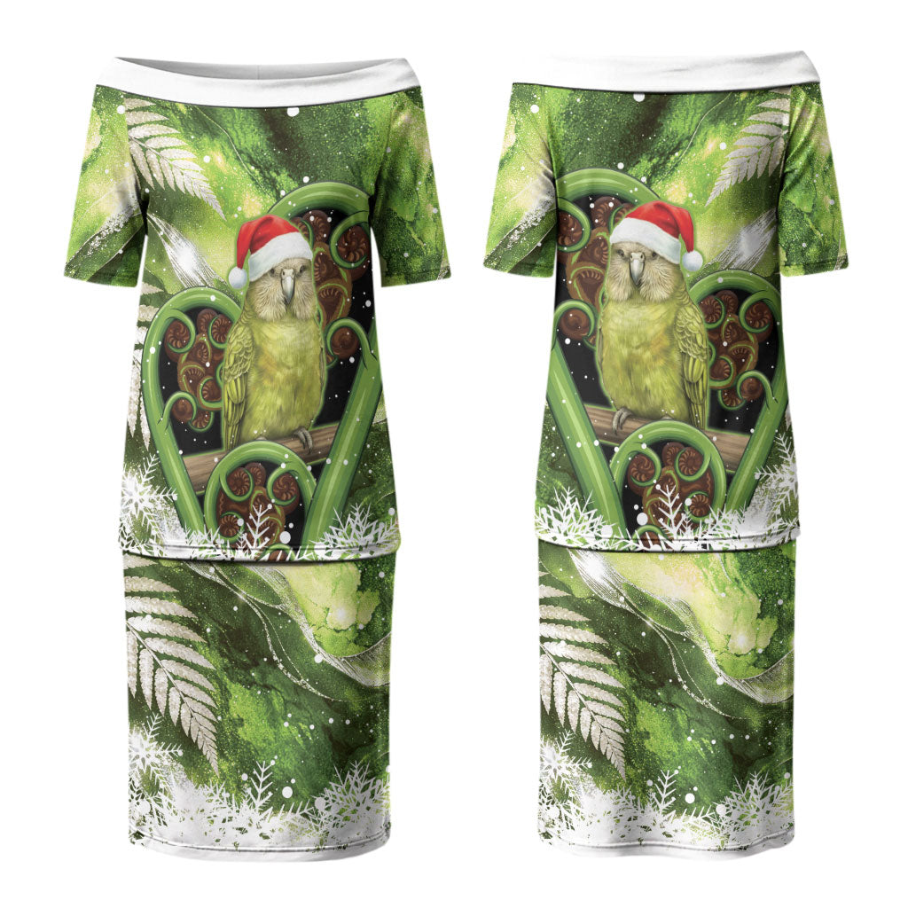 Kakapo New Zealand Christmas In July Couples Matching Puletasi and Hawaiian Shirt NZ Aroha Koru Fern Marble Vibes LT14 - Polynesian Pride
