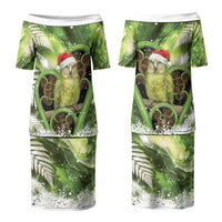Kakapo New Zealand Christmas In July Couples Matching Puletasi and Hawaiian Shirt NZ Aroha Koru Fern Marble Vibes LT14 - Polynesian Pride
