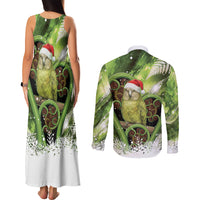 Kakapo New Zealand Christmas In July Couples Matching Tank Maxi Dress and Long Sleeve Button Shirt NZ Aroha Koru Fern Marble Vibes LT14 - Polynesian Pride