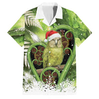Kakapo New Zealand Christmas In July Family Matching Mermaid Dress and Hawaiian Shirt NZ Aroha Koru Fern Marble Vibes LT14 Dad's Shirt - Short Sleeve Green - Polynesian Pride