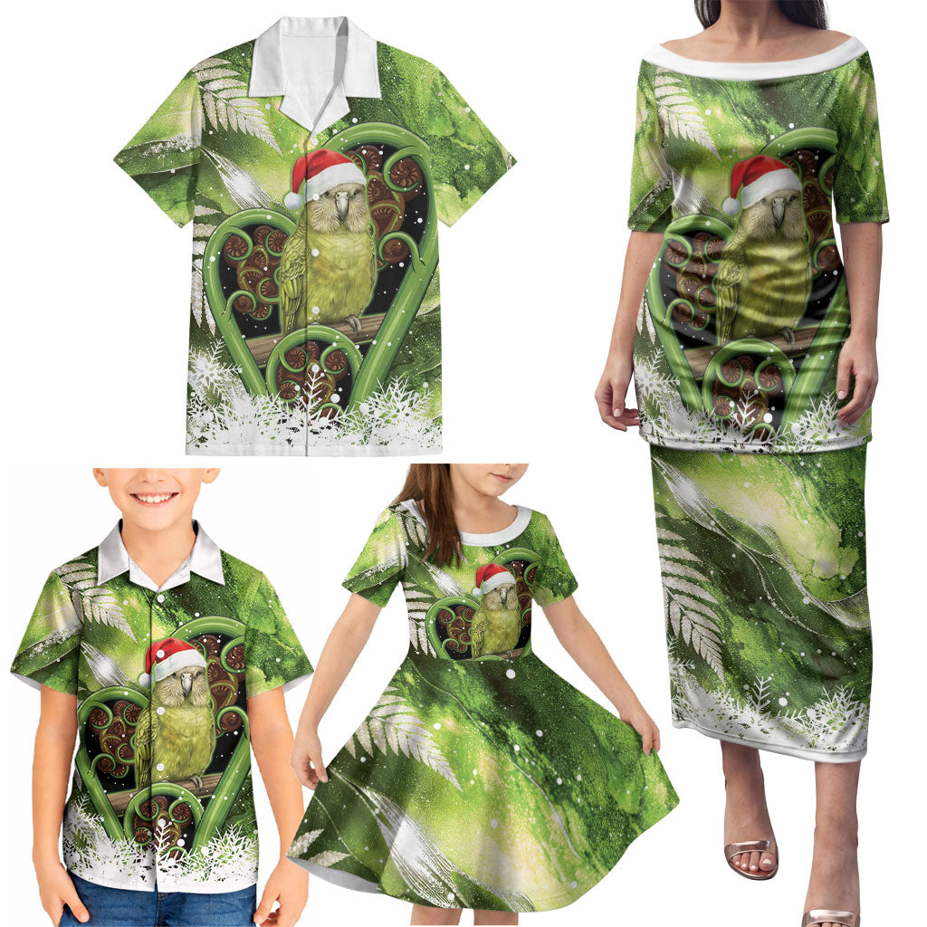 Kakapo New Zealand Christmas In July Family Matching Puletasi and Hawaiian Shirt NZ Aroha Koru Fern Marble Vibes LT14 - Polynesian Pride