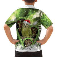 Kakapo New Zealand Christmas In July Family Matching Tank Maxi Dress and Hawaiian Shirt NZ Aroha Koru Fern Marble Vibes LT14 - Polynesian Pride
