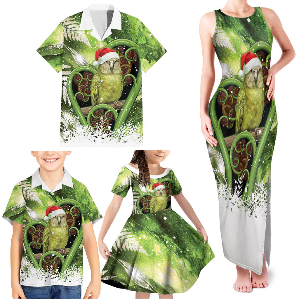 Kakapo New Zealand Christmas In July Family Matching Tank Maxi Dress and Hawaiian Shirt NZ Aroha Koru Fern Marble Vibes LT14 - Polynesian Pride