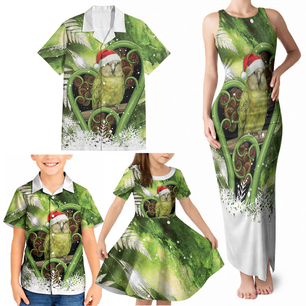 Kakapo New Zealand Christmas In July Family Matching Tank Maxi Dress and Hawaiian Shirt NZ Aroha Koru Fern Marble Vibes LT14 - Polynesian Pride