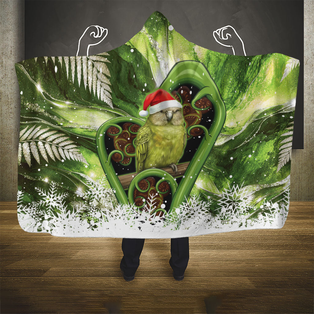 Kakapo New Zealand Christmas In July Hooded Blanket NZ Aroha Koru Fern Marble Vibes LT14 - Polynesian Pride