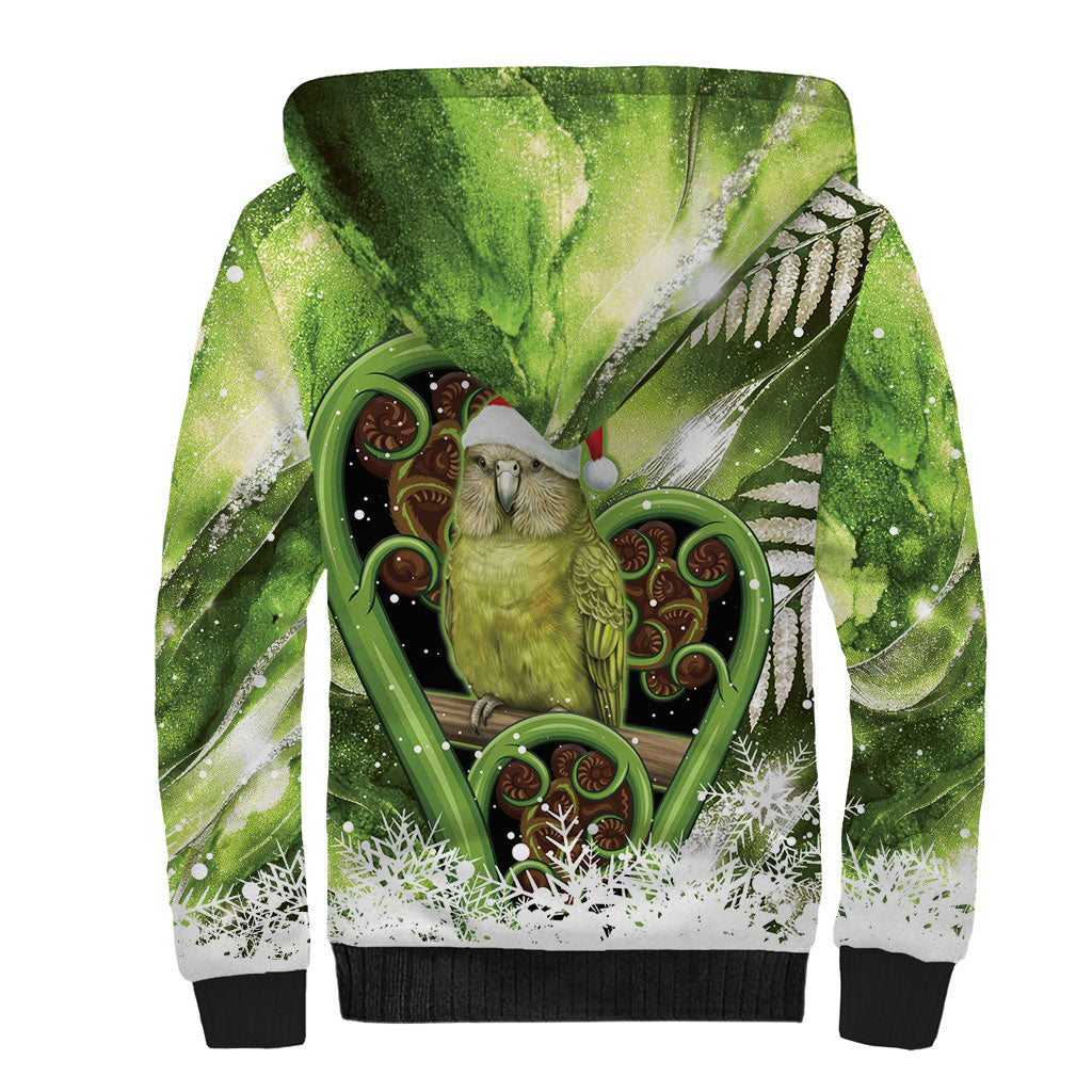 Kakapo New Zealand Christmas In July Sherpa Hoodie NZ Aroha Koru Fern Marble Vibes LT14 - Polynesian Pride