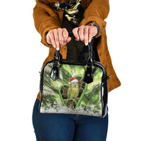 Kakapo New Zealand Christmas In July Shoulder Handbag NZ Aroha Koru Fern Marble Vibes