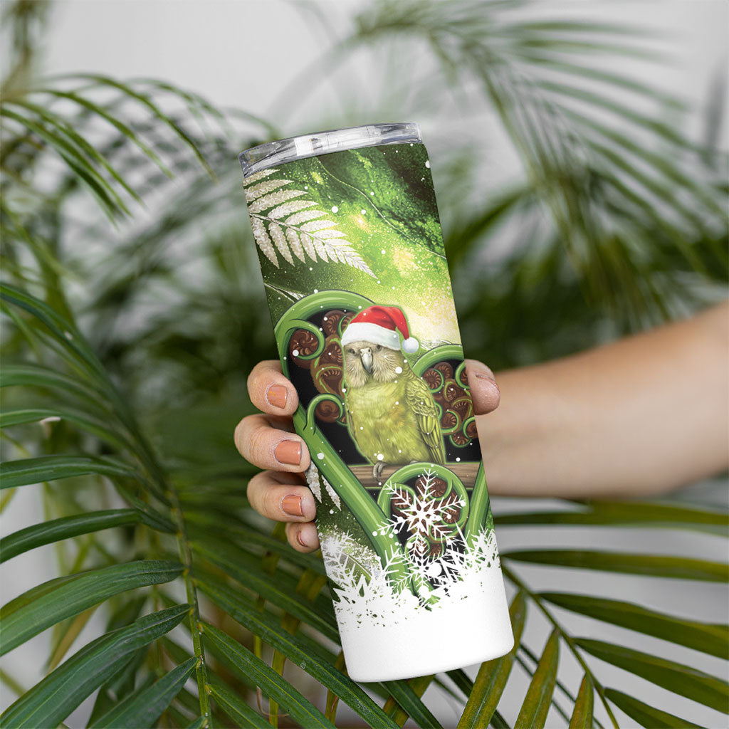 Kakapo New Zealand Christmas In July Skinny Tumbler NZ Aroha Koru Fern Marble Vibes LT14 - Polynesian Pride