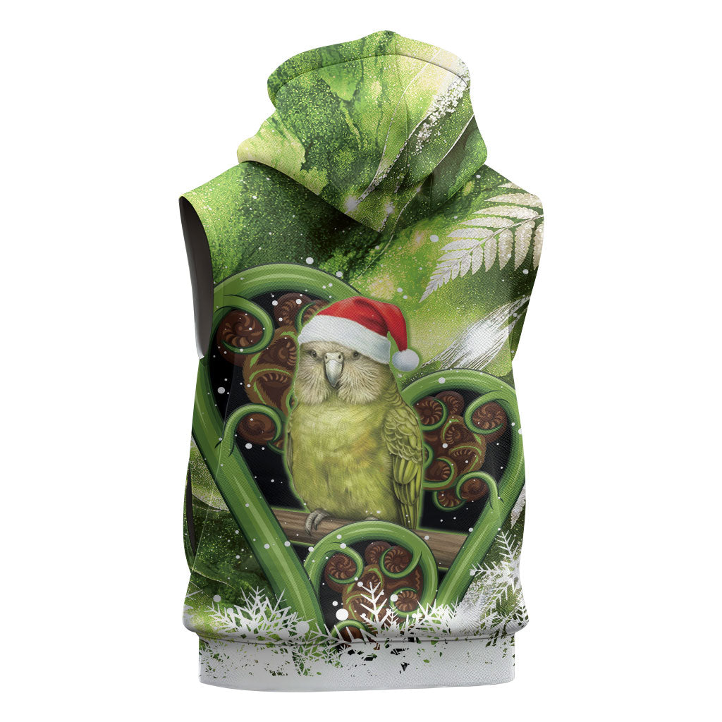 Kakapo New Zealand Christmas In July Sleeveless Hoodie NZ Aroha Koru Fern Marble Vibes LT14 - Polynesian Pride