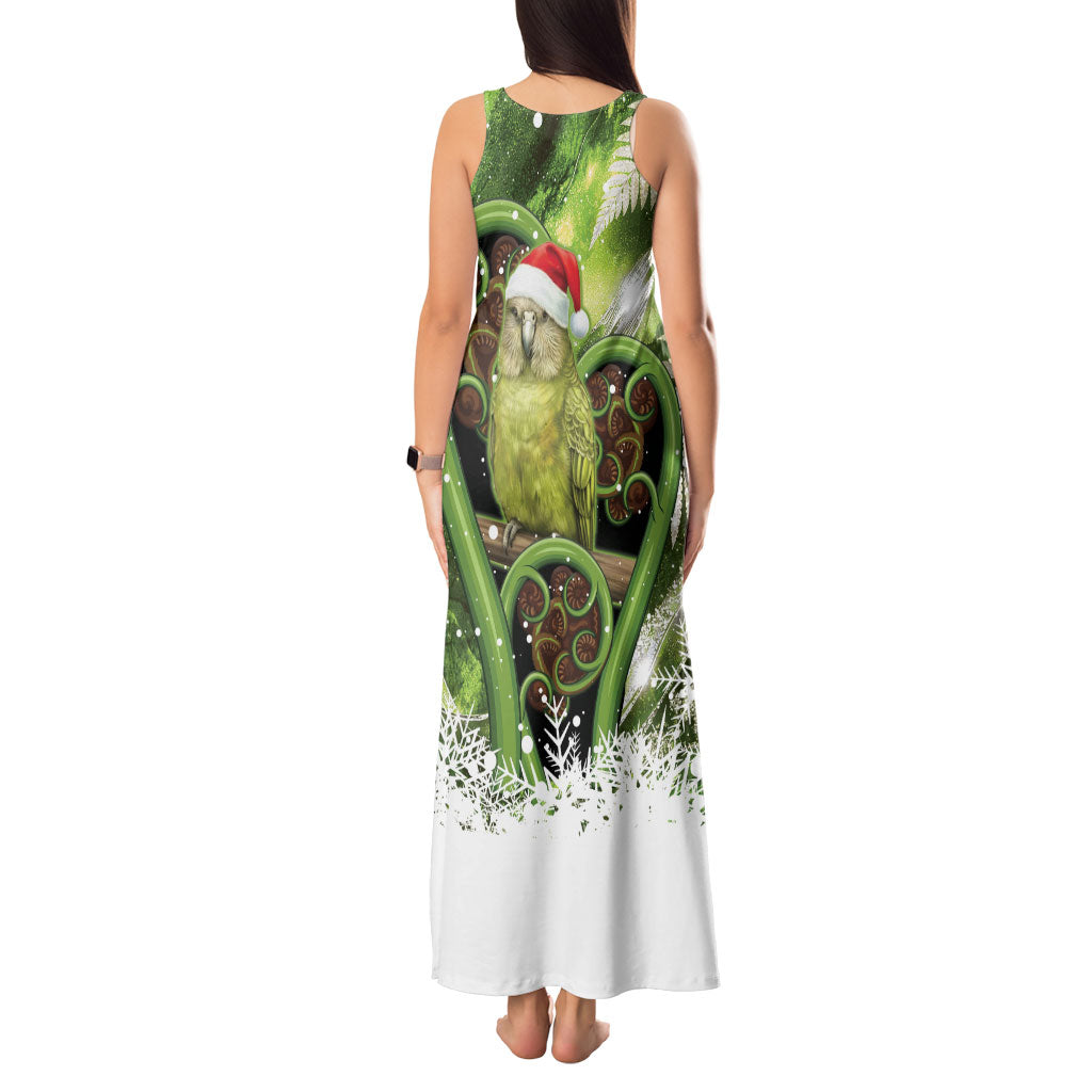 Kakapo New Zealand Christmas In July Tank Maxi Dress NZ Aroha Koru Fern Marble Vibes LT14 - Polynesian Pride